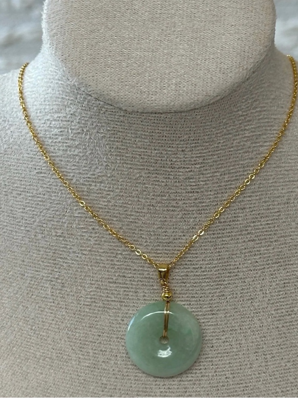Certified Grade A Burma Jade Donut Pendant Necklace